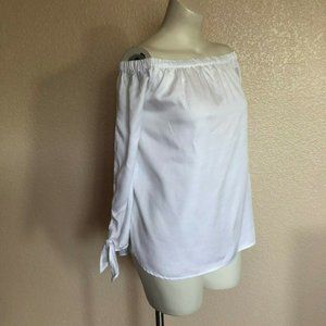 CROWN & IVY Off Shoulder Peasantb Top Size PXL White New